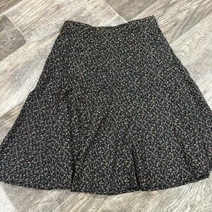 Vtg 90s Park Avenue Cottagecore Whimsigoth Boho Black Floral Skirt Sz Small